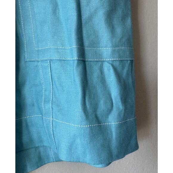 Maeve Linen Blend Shorts Women’s Size Medium High Rise Blue White Anthropologie - Picture 5 of 8
